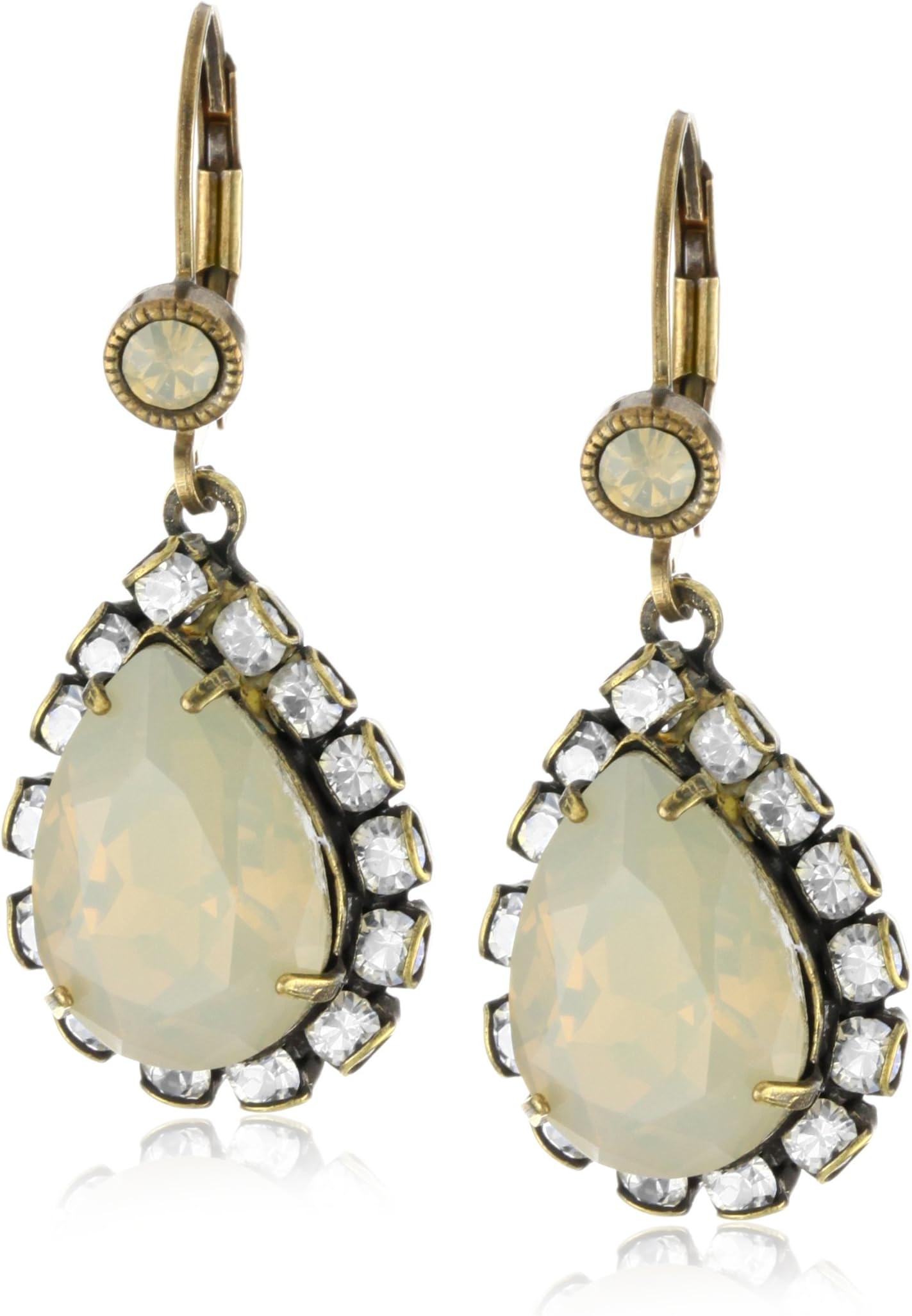 "Circulo" Teardrop Sand Opal Solitaire Crystal Earrings