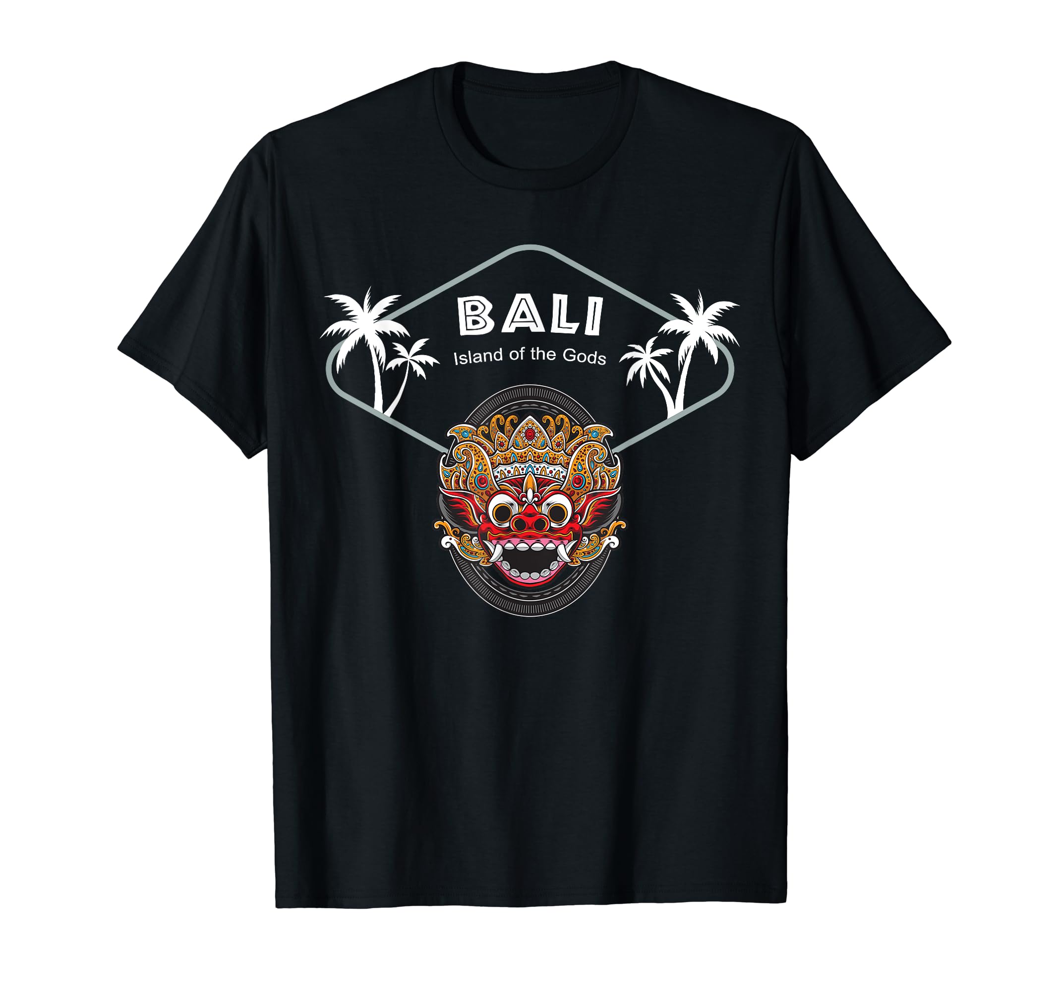 Bali Barong Mask Palms Indonesia Penida Gift Ubud Souvenir T-Shirt