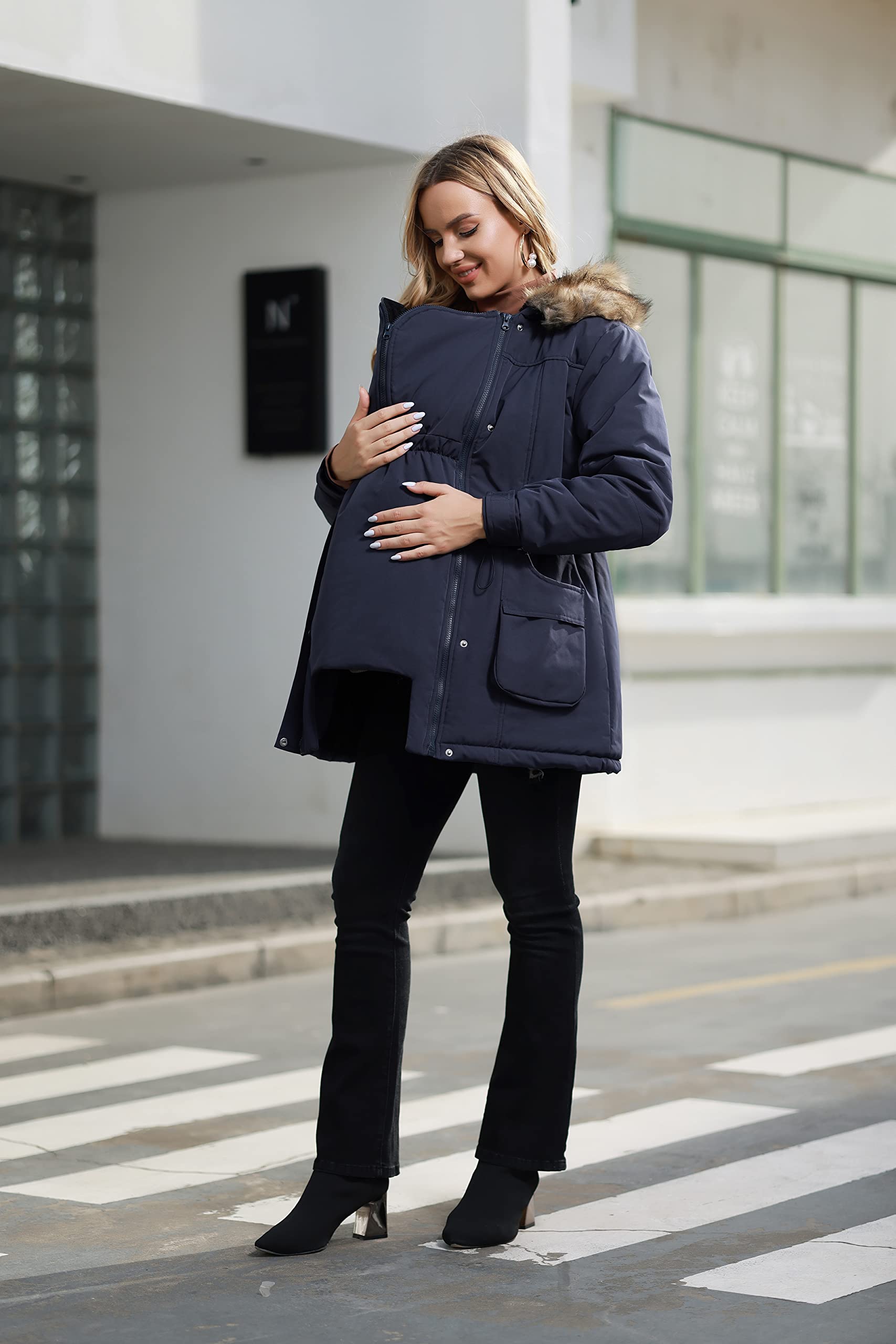 Maacie Umstandsjacke Winter 3 in 1 Tragejacke Umstandsmode Schwangerschaftsjacke umstandsmantel winterjacke schwangerschaft