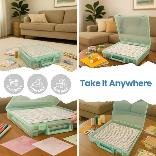 Miniatura 7 de ArtBin 6955RJ Super Satchel Caja de 1 compartimento, organizador de arte y manualidades, 1 paquete, menta translúcida