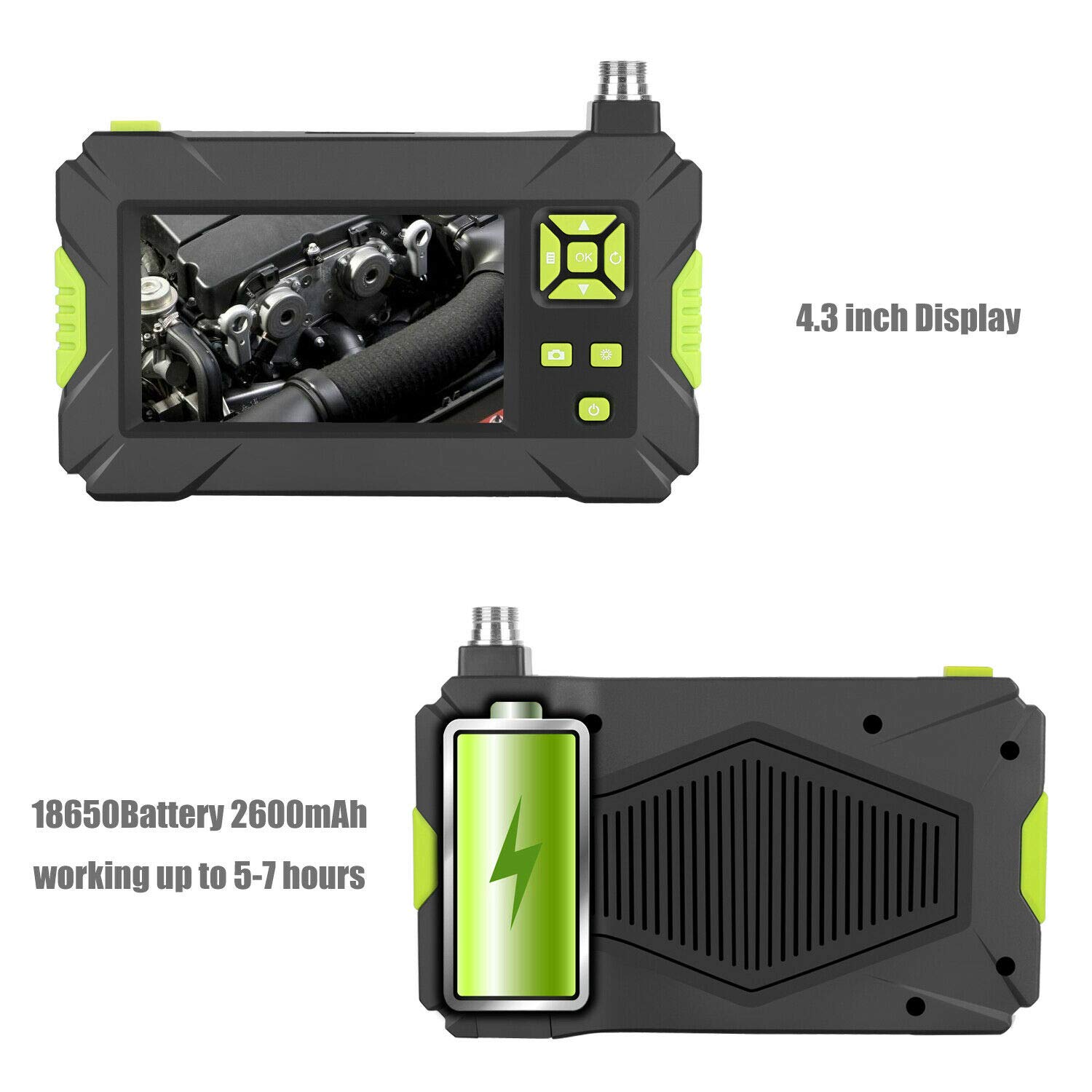 Riloer przemysłowy endoskop 1080P HD kamera inspekcyjna z ekranem LCD 4,3", 8 światełkami LED, sztywny kabel boroskop do samochodu/rurociągu/klimatyzacji, 10 metrów