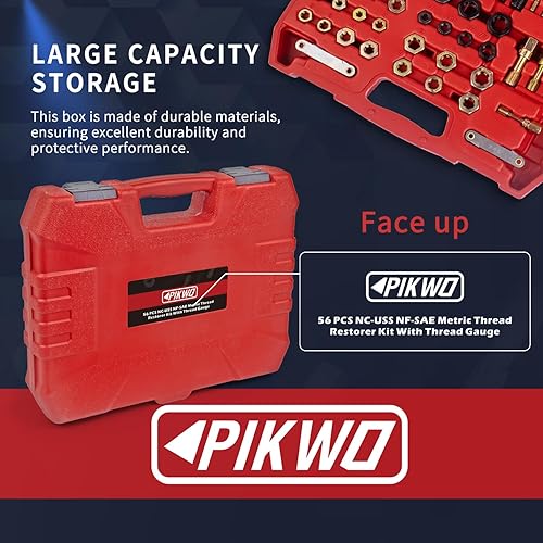 Miniatura 7 de Kit de reparación de cazador de roscas, herramienta de reparación de reenhebrado, UNC UNF y MetricThread Restorer Set con medidor de paso de rosca