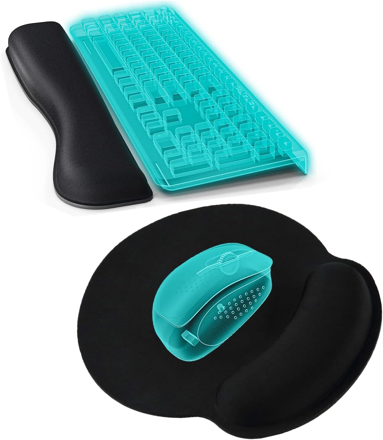 NAWOKEENY Keyboard Wrist Rest Mouse Mat Set, Ergonomic Memory Foam Mouse Pad & Keyboard Wrist Rest Support, Anti-Slip Ergonomic Mouse Pad for Computer Laptop Working Gaming