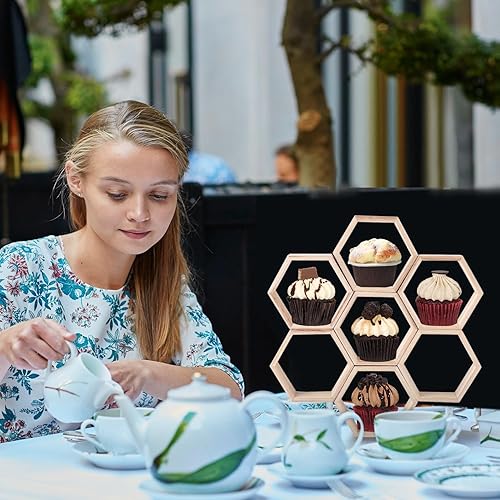 Miniatura 5 de 8 soportes para cupcakes de panal, soporte de madera para cupcakes de panal, soporte hexagonal para cupcakes para baby showers, niños y niñas,