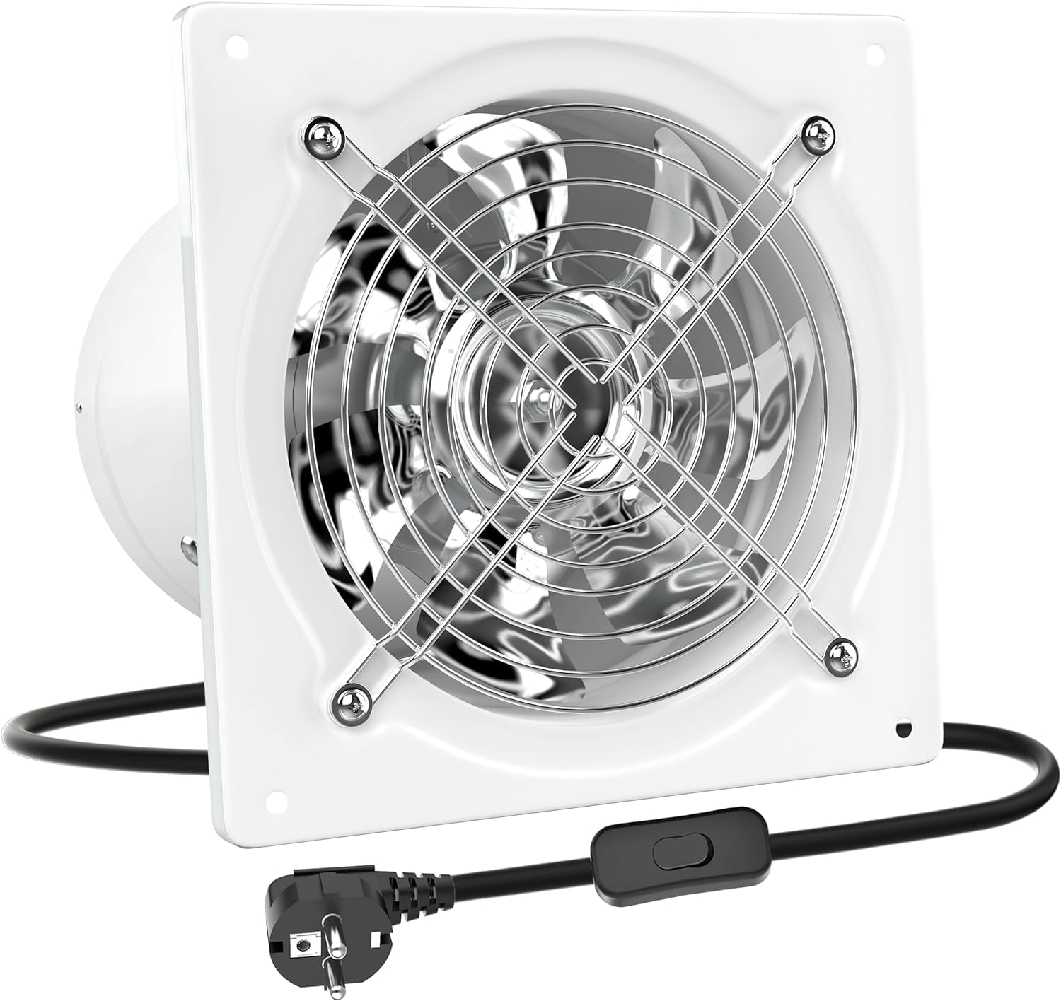 HG Power Abluftventilator 250 mm, Badlüfter 1680 m³/h mit Rücklaufklappe Leistungsstarke Metall Wandventilator mit EU-Stecker für Küche Badezimmer Werkstatt Garage Untergeschoss, Weiß