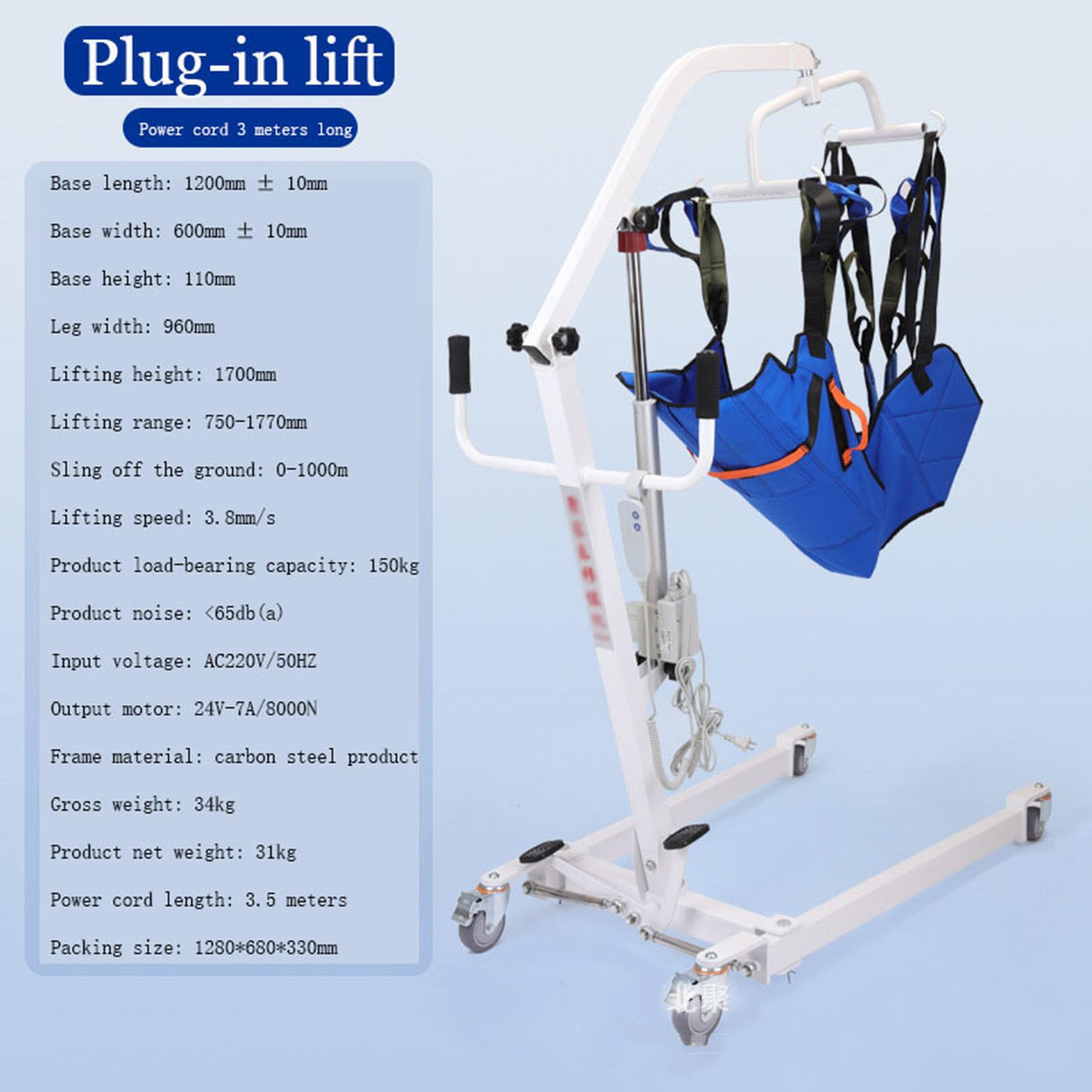Arnés Elevación Paciente Cuerpo Completo, Grúa De Paciente, Eslinga De Elevación con para Paciente Y Minusválido, para Posicionamiento Y Elevación De La Cama,Enfermería,B