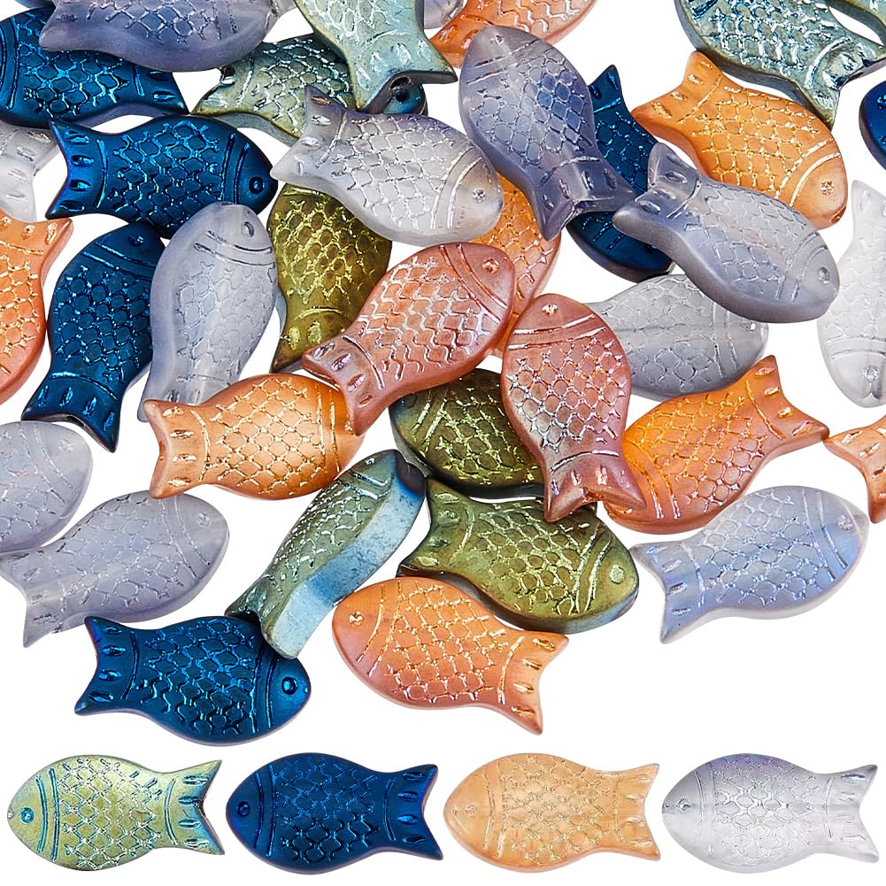 Perles poisson en forme d'animaux marins bleues et oranges pour bijoux