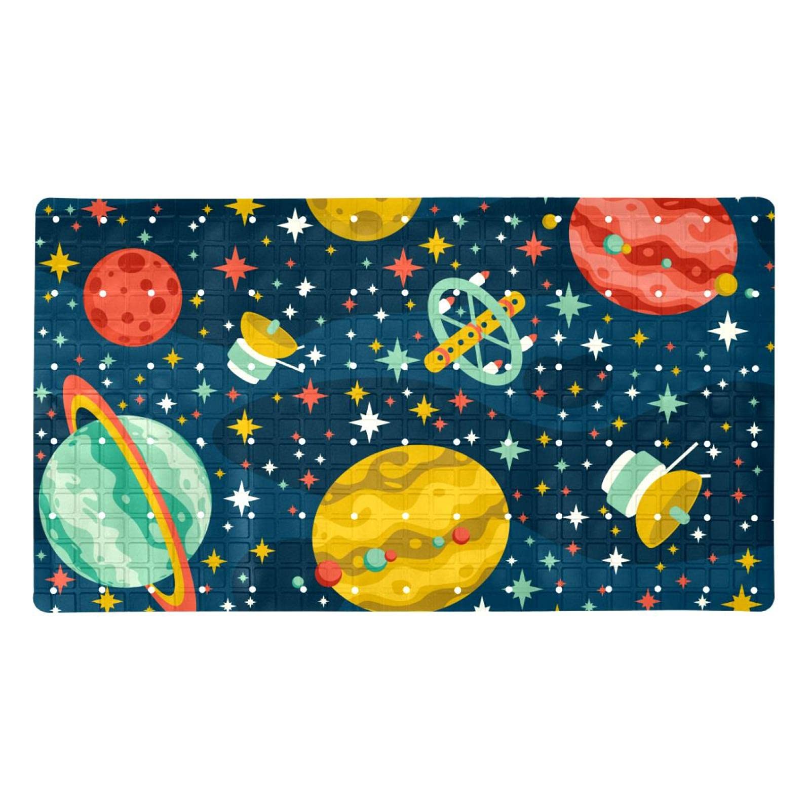 Tapis de bain antidérapant planètes et vaisseaux spatiaux de 40 x 70 cm