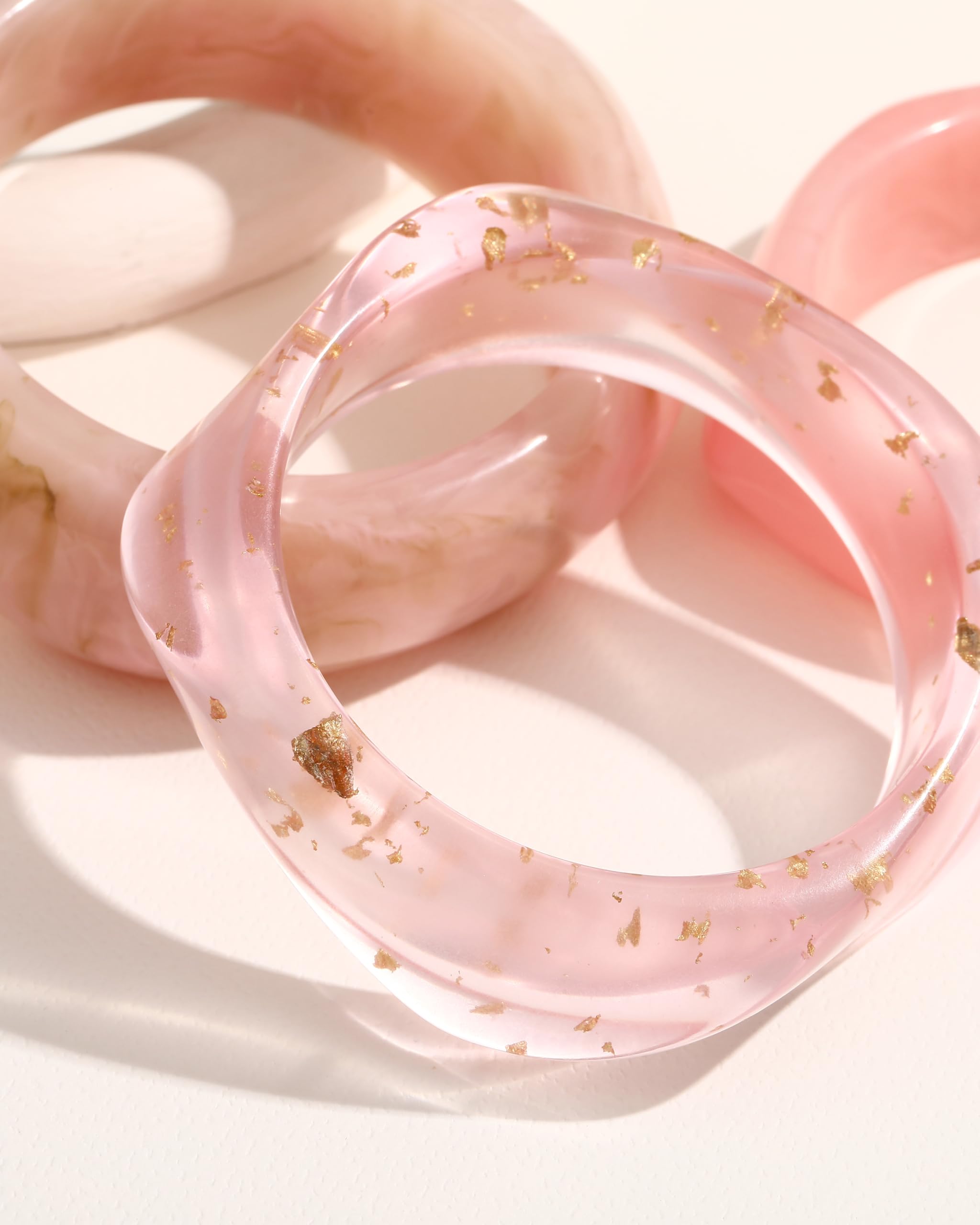 ÌF ME Acrylic Bangles Bohemian Bracelets for Women, Maillard Vintage Acrylic Resin Chunky Bangles Bracelets Fashions Thick Statement bangle Set view 4