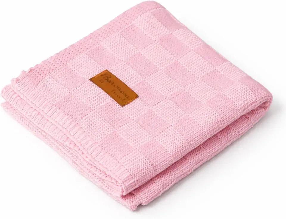 Manta de saida de maternidade Tricô Para Menino ou Menina (Rosa BB)