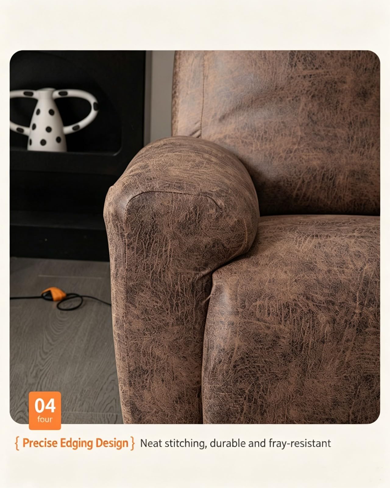 Copripoltrona reclinabile, set di 4 pezzi effetto pelle