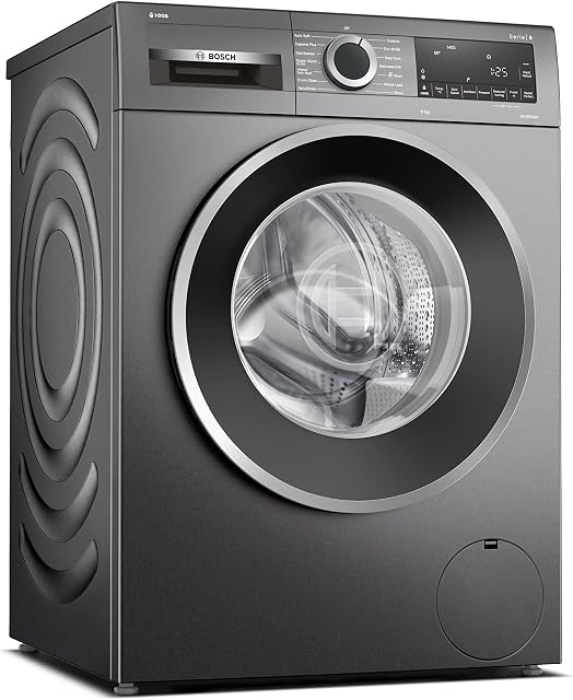 Bosch Home & Kitchen Appliances Bosch WGG244ARGB Washing Machine, Automatic dosing with i-DOS, Speed Perfect, AntiStain, ActiveWater Plus, EcoSilence Drive, Grey, Serie 6, Freestanding, Graphite, 9 kg