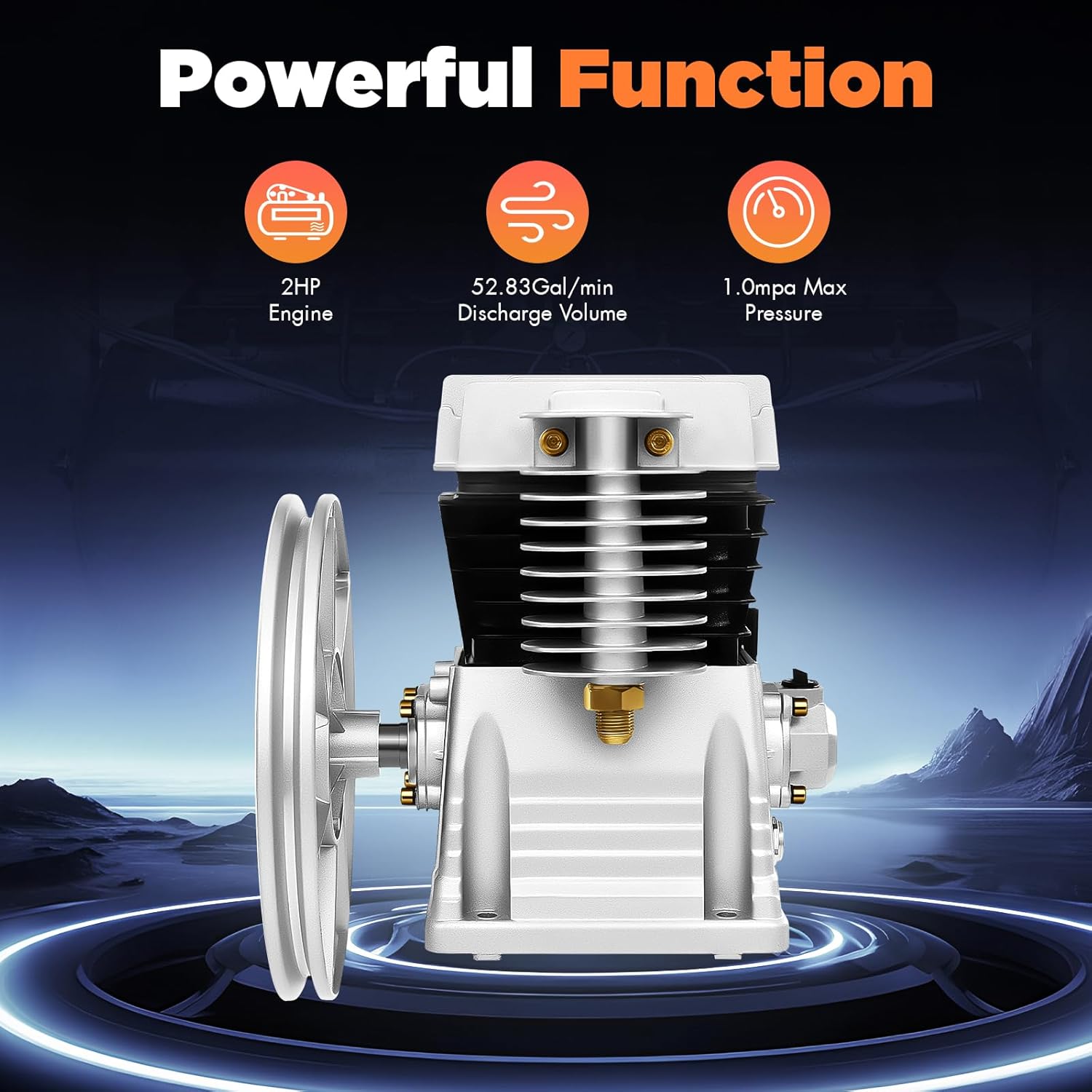 2 HP Air Compressor Pump,Double Cylinder Air Compressor Pump Head Pneumatic Tool 1500W Industrial Compressor Head Pump Motor for Chemical Industry Food Processing and Other
