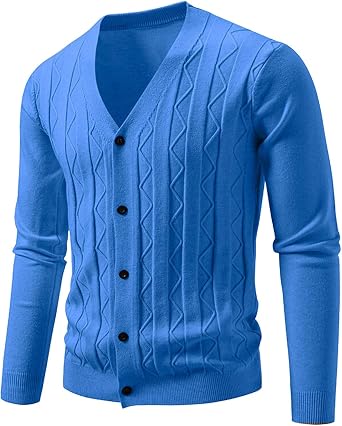 Mens Cardigan Sweaters with Buttons Knit V Neck Casual Sweater Long Sleeve Fall Daily Slim Going Out Lounge Tops