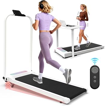 2-in-1 Foldable Treadmill with Vibration & Incline, 0.5-5 MPH Portable Walking Pad with Remote Control, 300LBS Weight Capacity Compact Treadmill for Home, Office, Apartment, Small Spaces