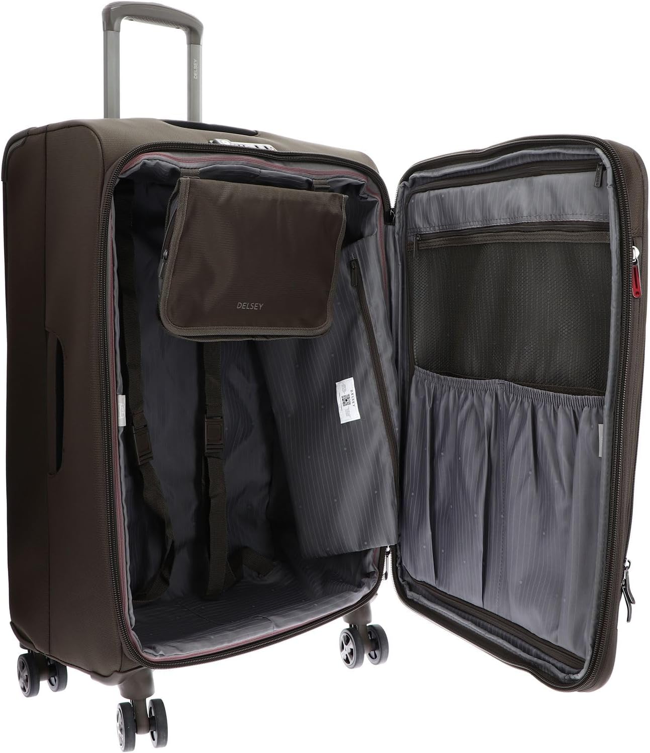 DELSEY PARIS - HELIUM DLX - Set of 3 Ultra Light Expandable Luggage Soft Suitcases - Cabin Luggage 55cm Medium Suitcase 71cm - Mocha - Large Size Suitcase 83cm - Moka