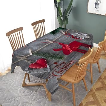 Tablecloth 52x70 Inch, Grey Background Party Table Cover, Washable Polyester Table Cloth, Spill-Proof Waterproof Table Cover for Kitchen Dinning Wrinkle Free Table Cloths