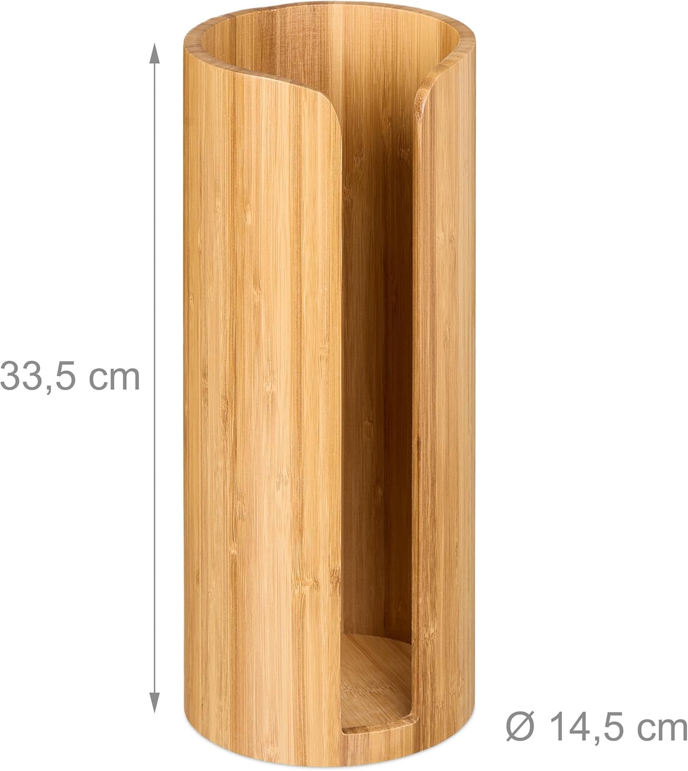 Relaxdays Toilet Paper Holder, Bamboo, for 3 Spare Rolls, Standing Storage Round Cabinet, 33.5 x 14.5 x 14.5 cm, Natural