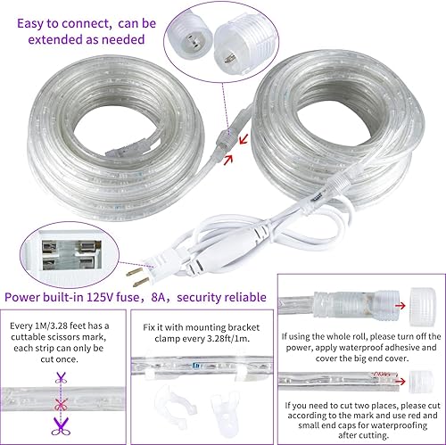 Miniatura 2 de Tira de luces LED negras de 40 pies, impermeable, 432 LED, flexible, cortable, tira de luz negra de 110 V conectable para fiesta brillante,