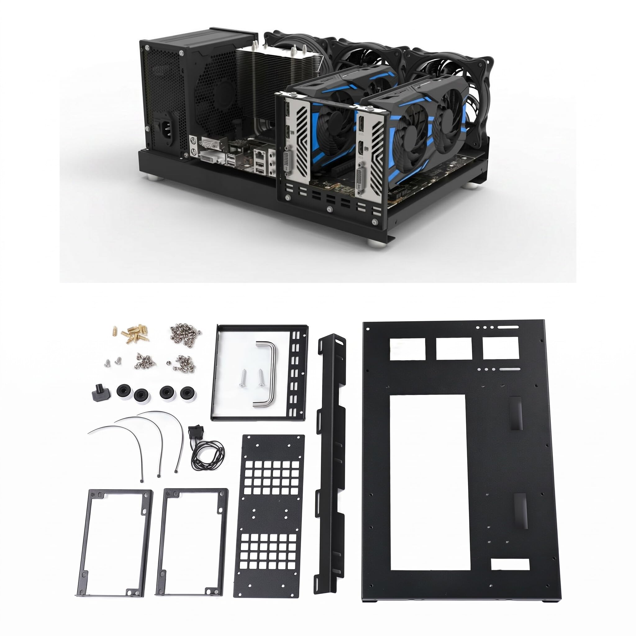 Stojak na Płytę główną Komputera DIY, Otwarta Obudowa z Uchwytem do Płyt Głównych ATX M-ATX ITX, Szeroka Konstrukcja Rozpraszania Ciepła
