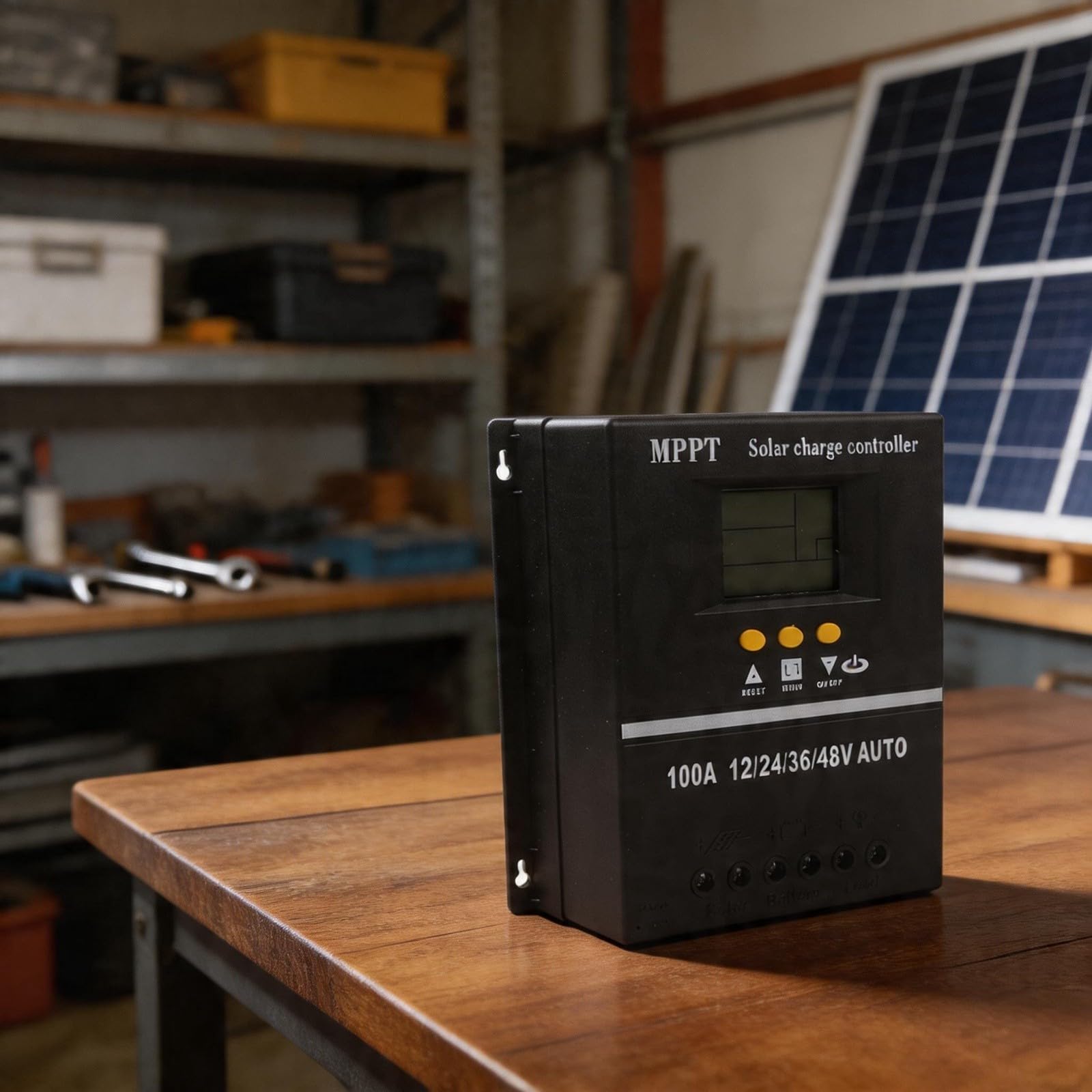 Régulateur de panneau solaire intelligent MPPT 60 A 80 A 100 A Détection automatique de tension pour 12 V 24 V 36 V 48 V pour batterie pour chargeur avec écran LCD pour camping-car (100 A)