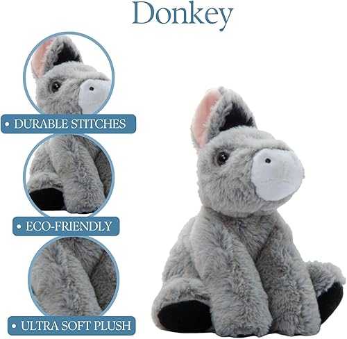 Miniatura 3 de The Petting Zoo Peluche de burro floppy, regalos para niños, animales salvajes de vida silvestre, juguete de peluche de burro de 9 pulgadas
