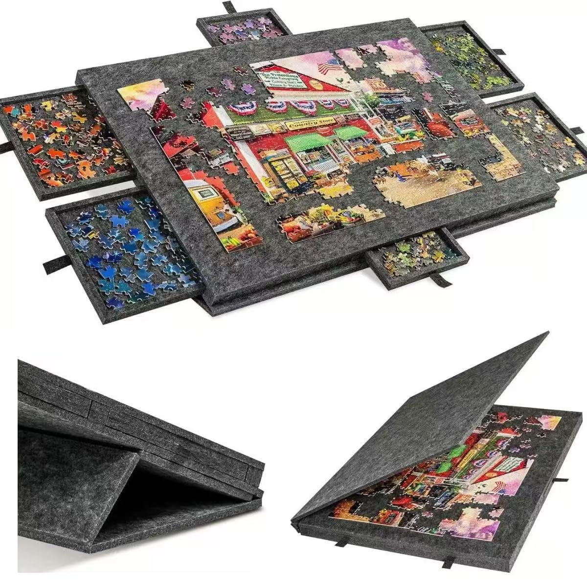 Tablero de rompecabezas con soporte ajustable, mesa de juego de fieltro ligero para 1000-1500 piezas, perfecta para adultos, 90 cm x 63 cm x 4,2 cm