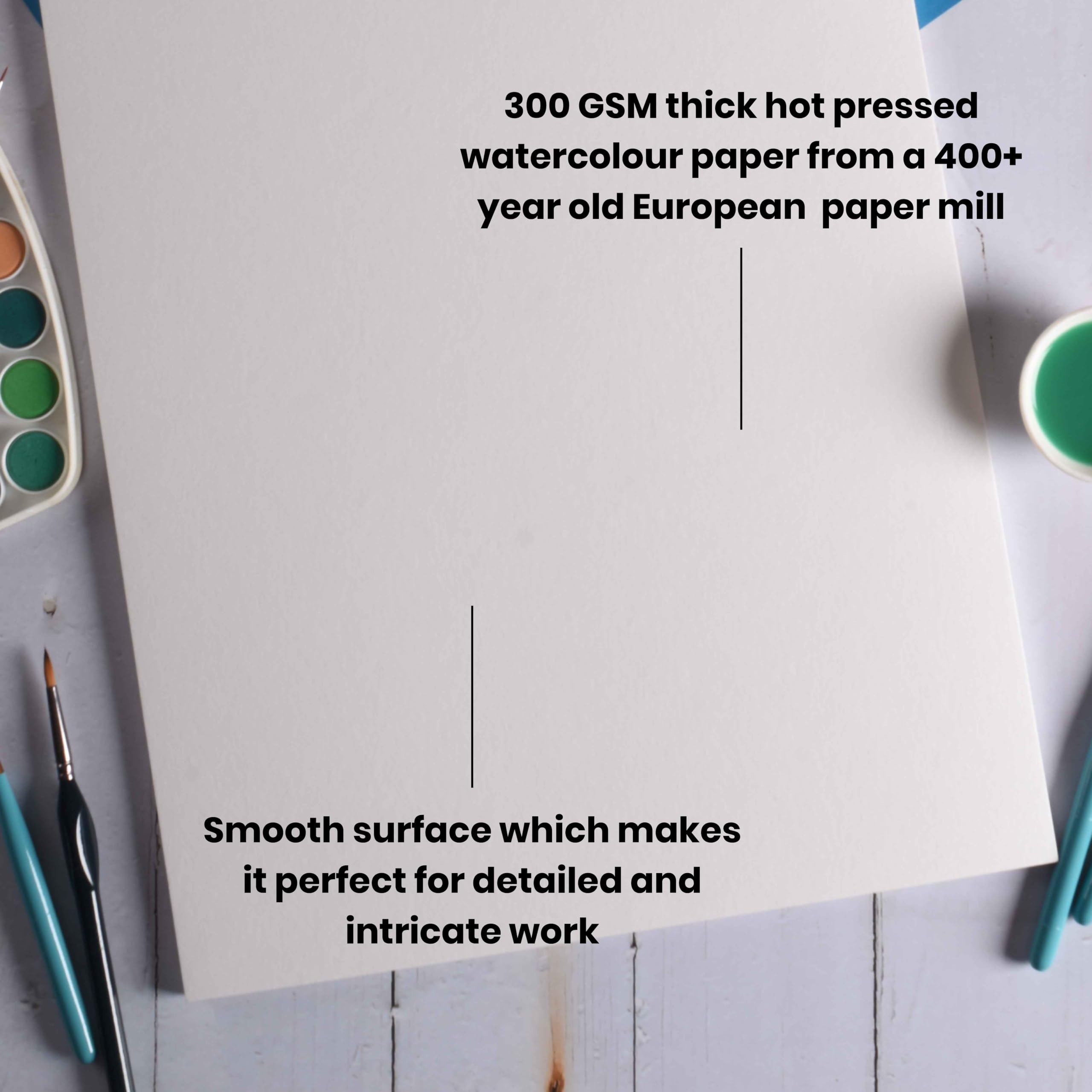 Scholar Watercolour Hot Pressed Paper Pad (Wiro) (12 Sheets, 300 GSM Thick Professional Watercolour Paper)