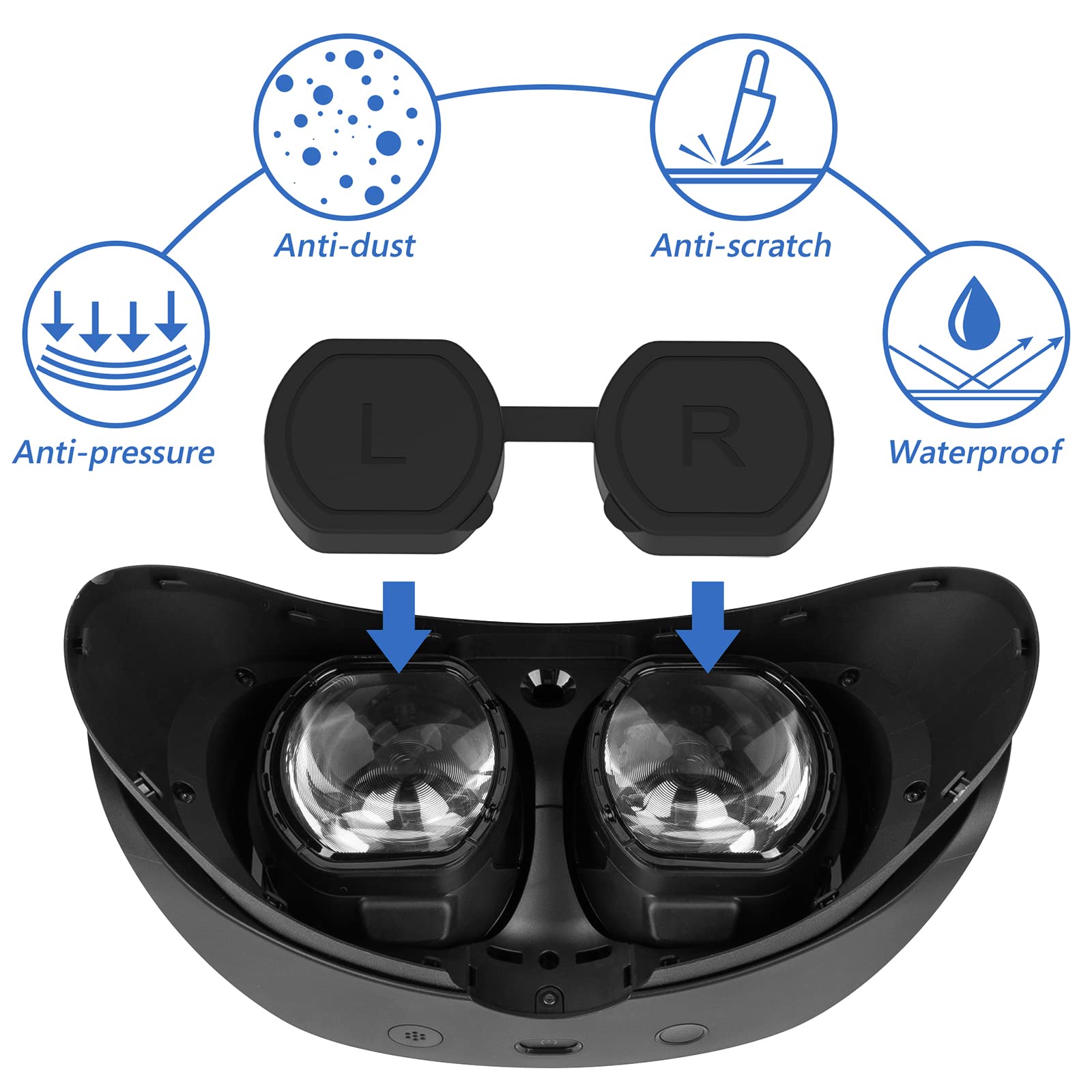 Geekria Cover protettiva per obiettivo compatibile con PSVR2, protezione in silicone per PlayStation VR2, antipolvere e antigraffio (nero)