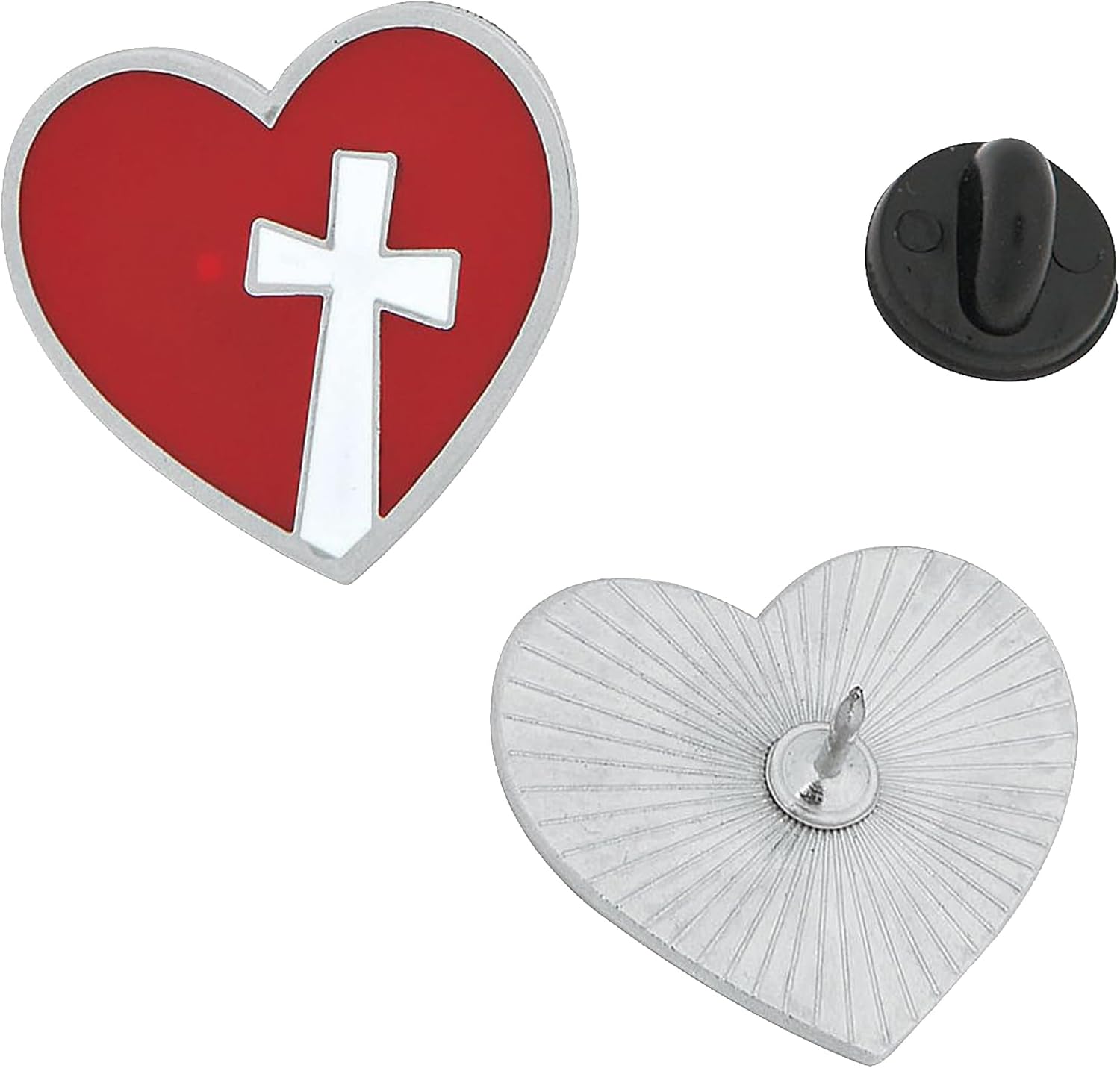 Fun Express - Heart And Cross Enamel Pins for Valentine's Day - Jewelry - 36 Pieces