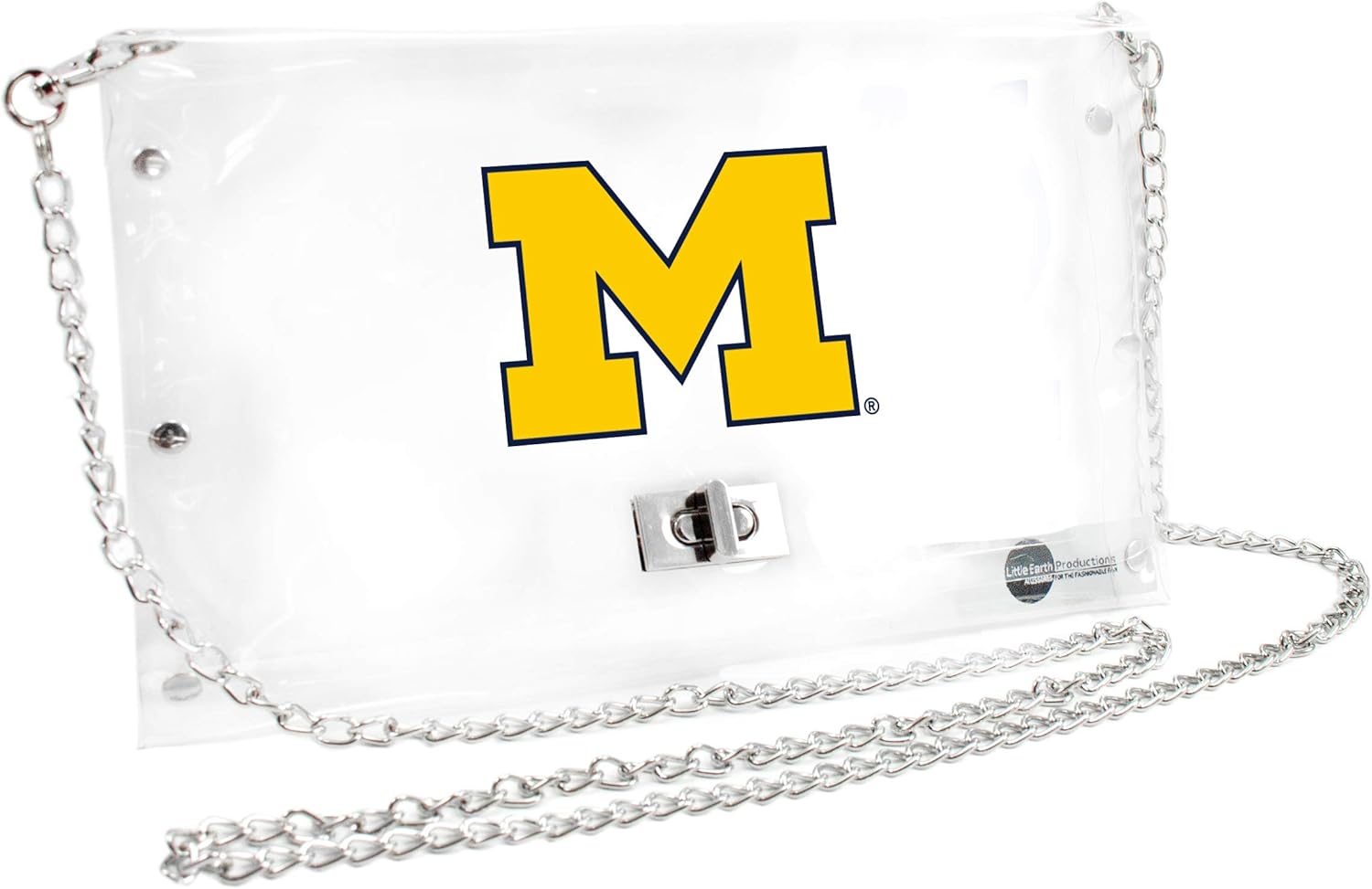 Littlearth NCAA Womens Clear Envelope Purse with Metal Chain Strap and Team Logo