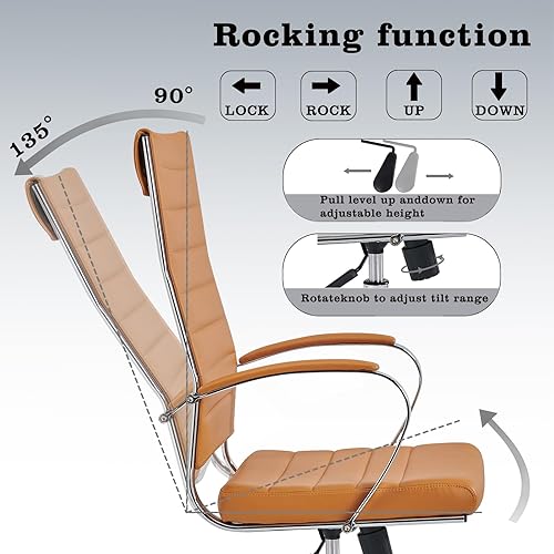 Miniatura 3 de Silla de escritorio ergonómica moderna, silla de oficina ejecutiva con reposabrazos, giratoria ajustable, cuero negro