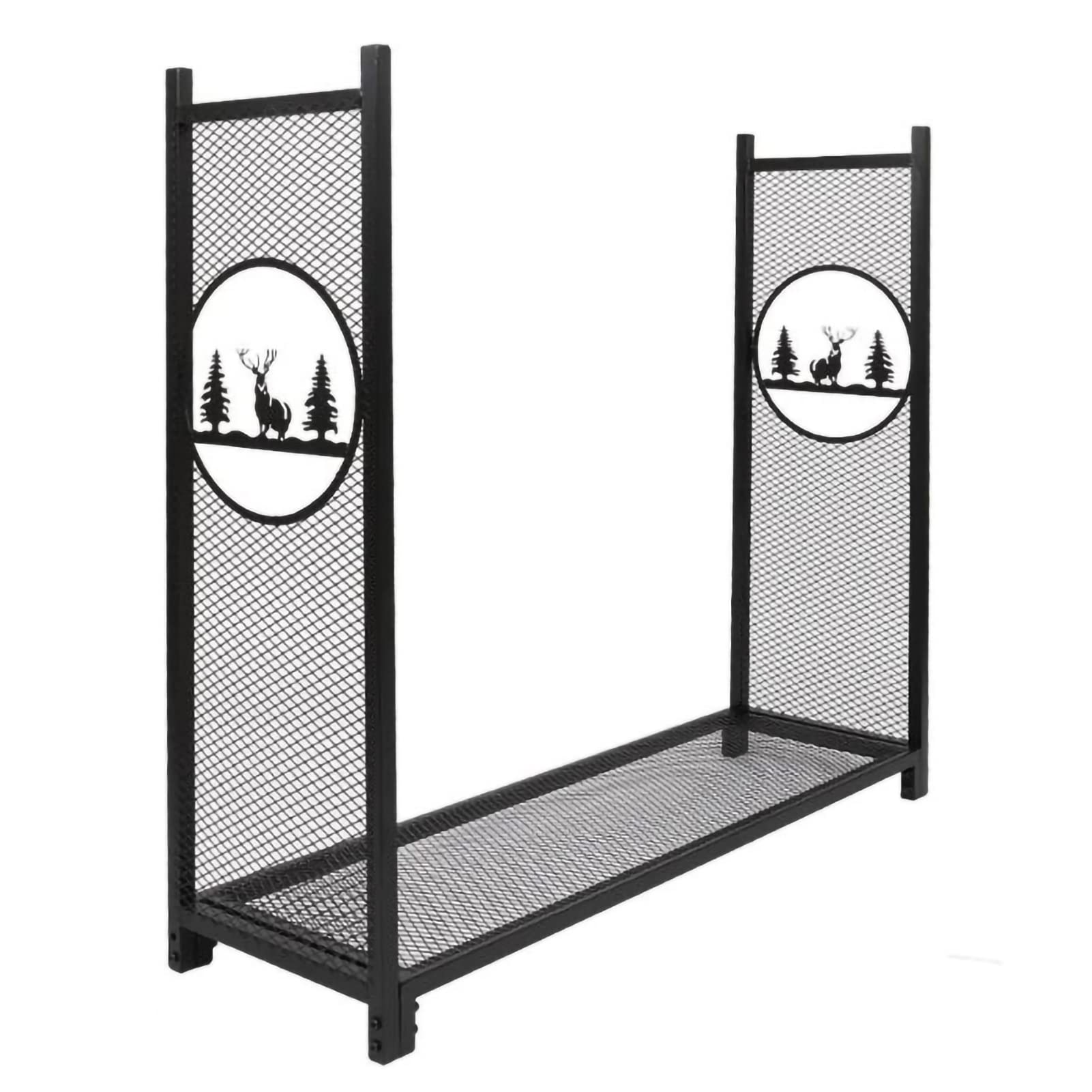 Leñero Metálico, Soporte para Leña para Chimenea Interior, Leñero para Sala De Estar O Patio/Jardín, Resistente A La Corrosión, Negro, 50 X 15 X 46 Pulgadas