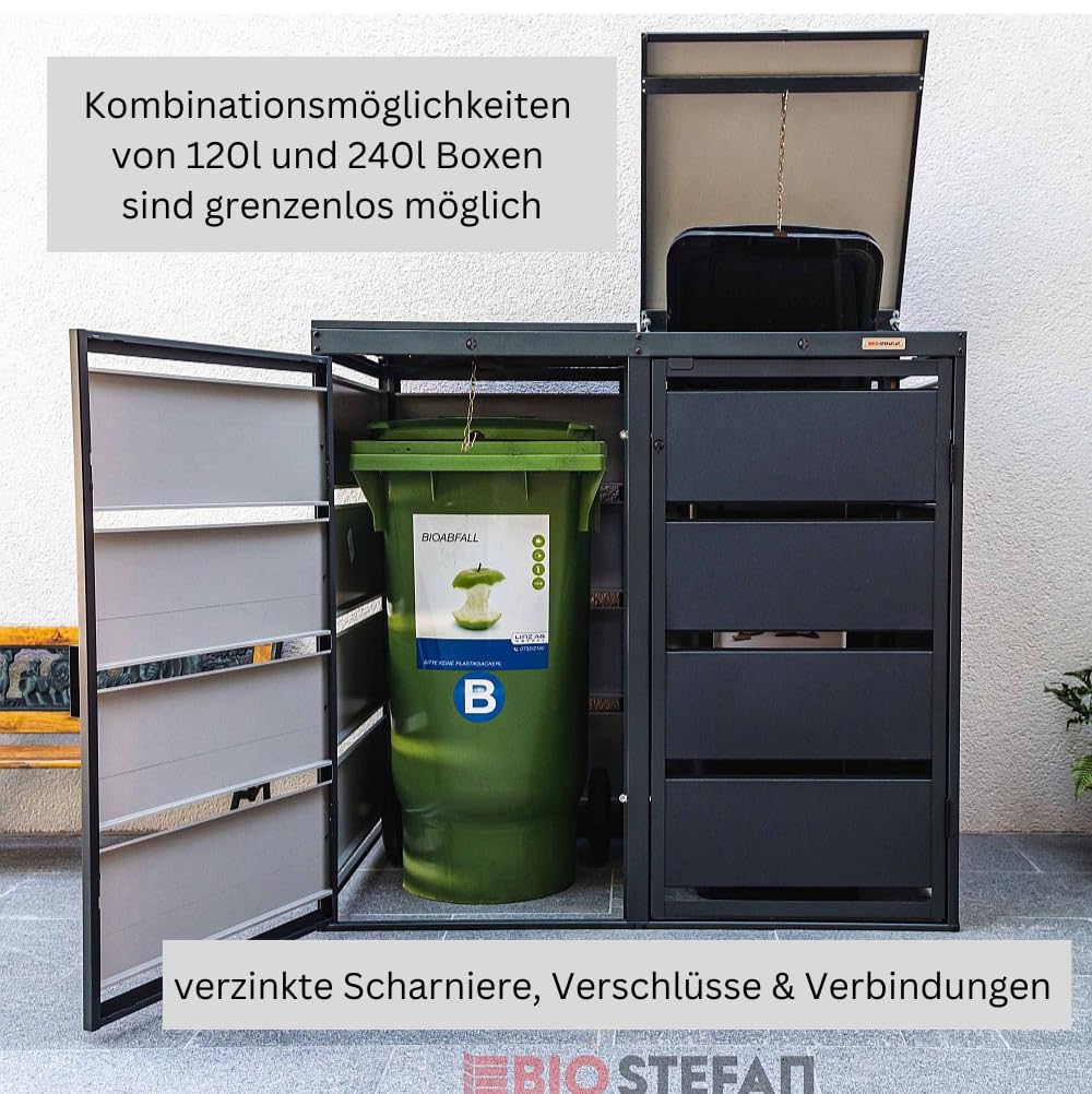 Dagobert Mülltonnenboxen für 120 Liter Mülltonne stabile Mülltonnenbox 2er | Verzinkter Stahl, Robuste Mülltonnenverkleidung, Verwendbar als Paketbox, Mülltonnen Unterstand