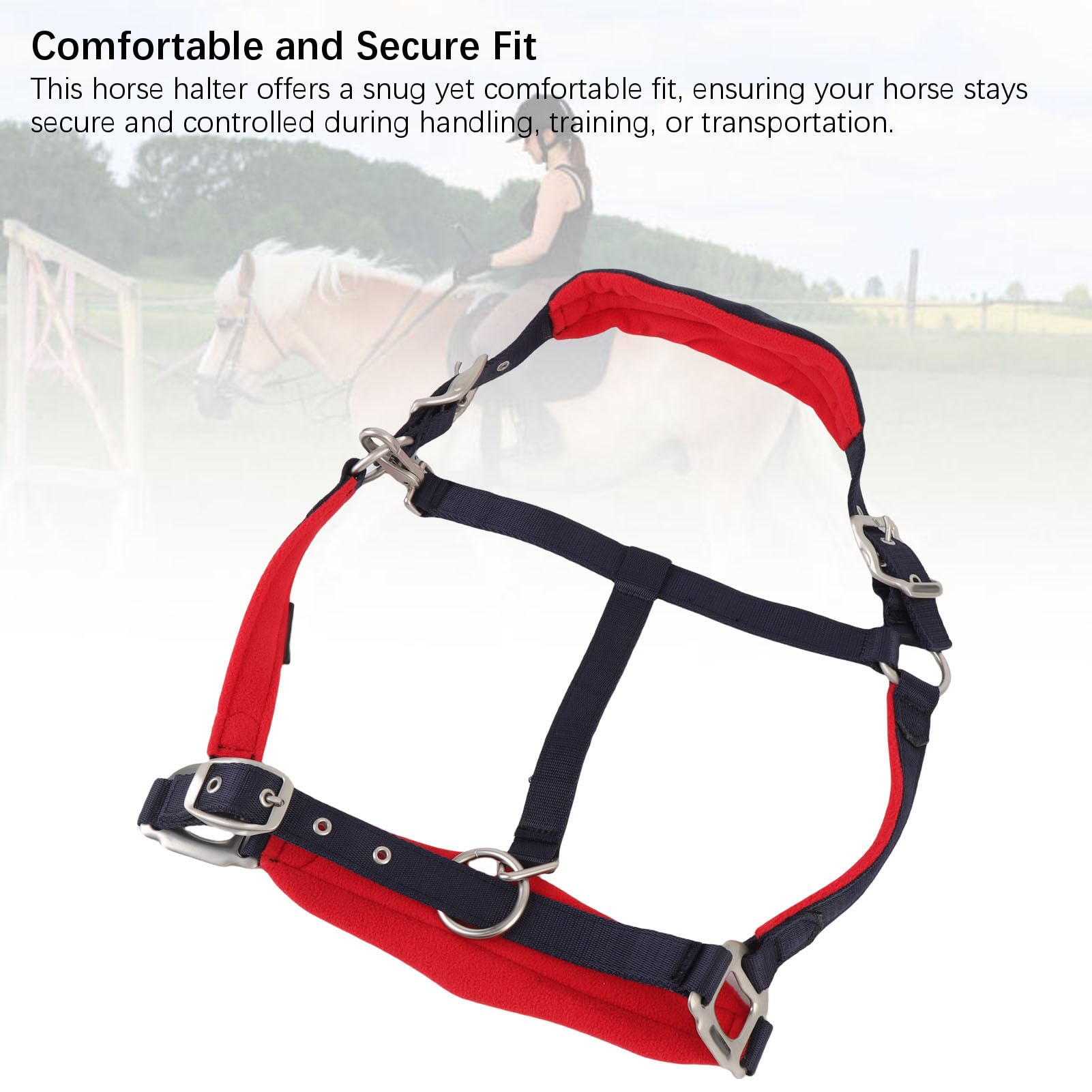 Capezza per Cavallo, Capezza per Cavallo Regolabile Antiusura, Forniture per Attrezzatura per con Robusta Fibbia in Lega di Zinco per Uso Equestre
