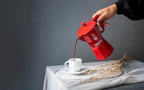 Miniatura 3 de Bialetti Mocha Exclusivo Rojo italiano para 3 tazas, fuego directo (máquina de café, máquina de café espresso, Makinetta)