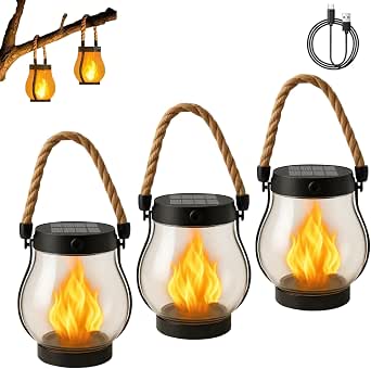 Kaliqo Solar Lantern Outdoor Lights, Camp Lamp Solar Flame, Dancing