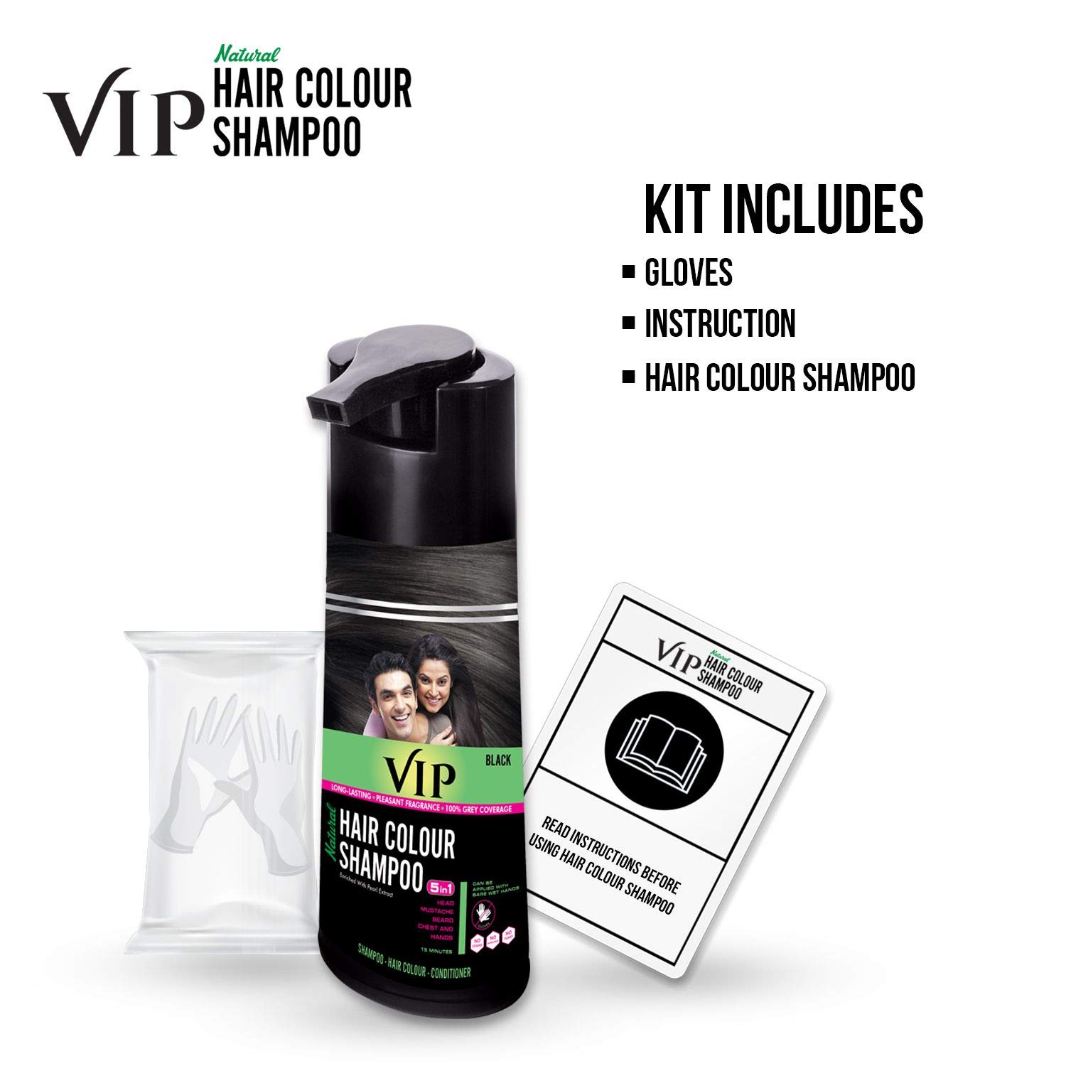 VIP Hair Color Shampoo, Black, 400ml Buy Online in United Arab