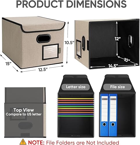 Miniatura 38 de BALEINE - Caja organizadora de archivos con tapa, organizador de carpetas plegable con riel de plástico, caja para carpetas colgantes para Gris