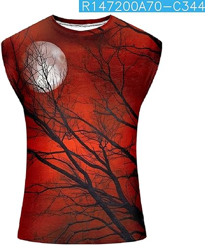 Miniatura 4 de Camisetas sin Mangas para Hombre con Estampado Halloween sin Mangas Cuello Redondo Chaleco Deportivo Camiseta túnica