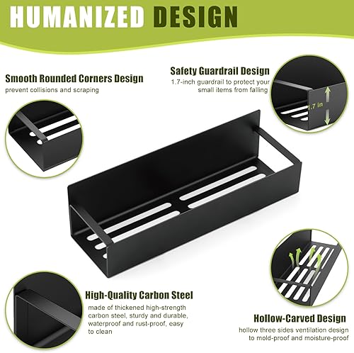Miniatura 3 de Paquete de 4 estantes magnéticos para especias para refrigerador, organizador de especias magnético movible, estante magnético fuerte de metal negro