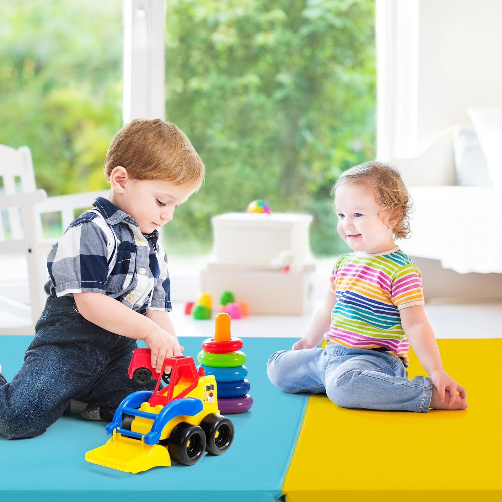 FANTASK Tapis de gymnastique en polyuréthane, pliable, avec poignée de transport, tapis de sport, tapis de fitness, pour enfants et adultes, 200 x 75 x 3 cm