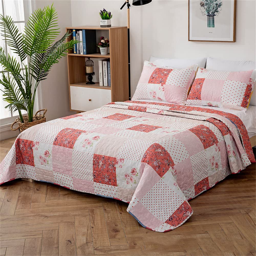 Odot Colcha Verano para Cama 150/200/220, Colcha Bouti Fina con 2 Fundas de Almohada Colcha Acolchado Ligera Suave para Colcha Cubre Cama Multiusos (220x240cm,Patchwork 3)