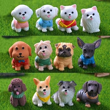 12 Pcs Realistic Mini Dog Figurines, Detailed Little Puppy Figures