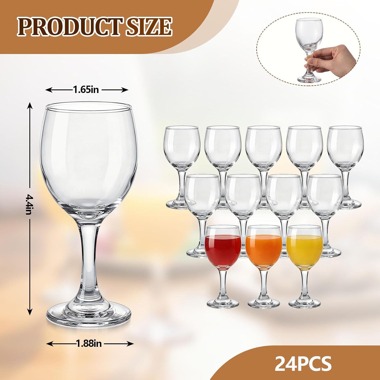 Ceenna 24 Pack Cordial Glasses with Stem 2 oz Small Wine Glasses Crystal Mini Goblet Tasting Wine Cup Drinkware for Sherry Port Dessert Liqueur Limoncello Wedding Baby Shower Birthday Party Supplies