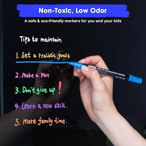 Miniatura 5 de maxtek Marcadores de borrado en seco neón de punta fina, marcadores de tiza líquida para pizarra, tablero de notas LED, acrílico, tablero del primer