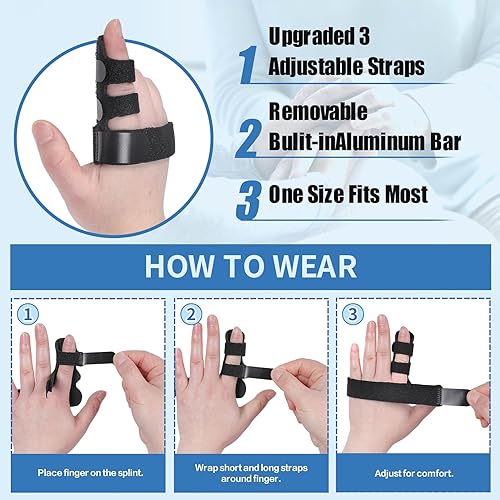 Miniatura 4 de 1 férula de dedo gatillo, tres correas ajustables para aliviar el bloqueo de los dedos, reventar, doblar, tendinitis, rigidez, alivio del dolor, se