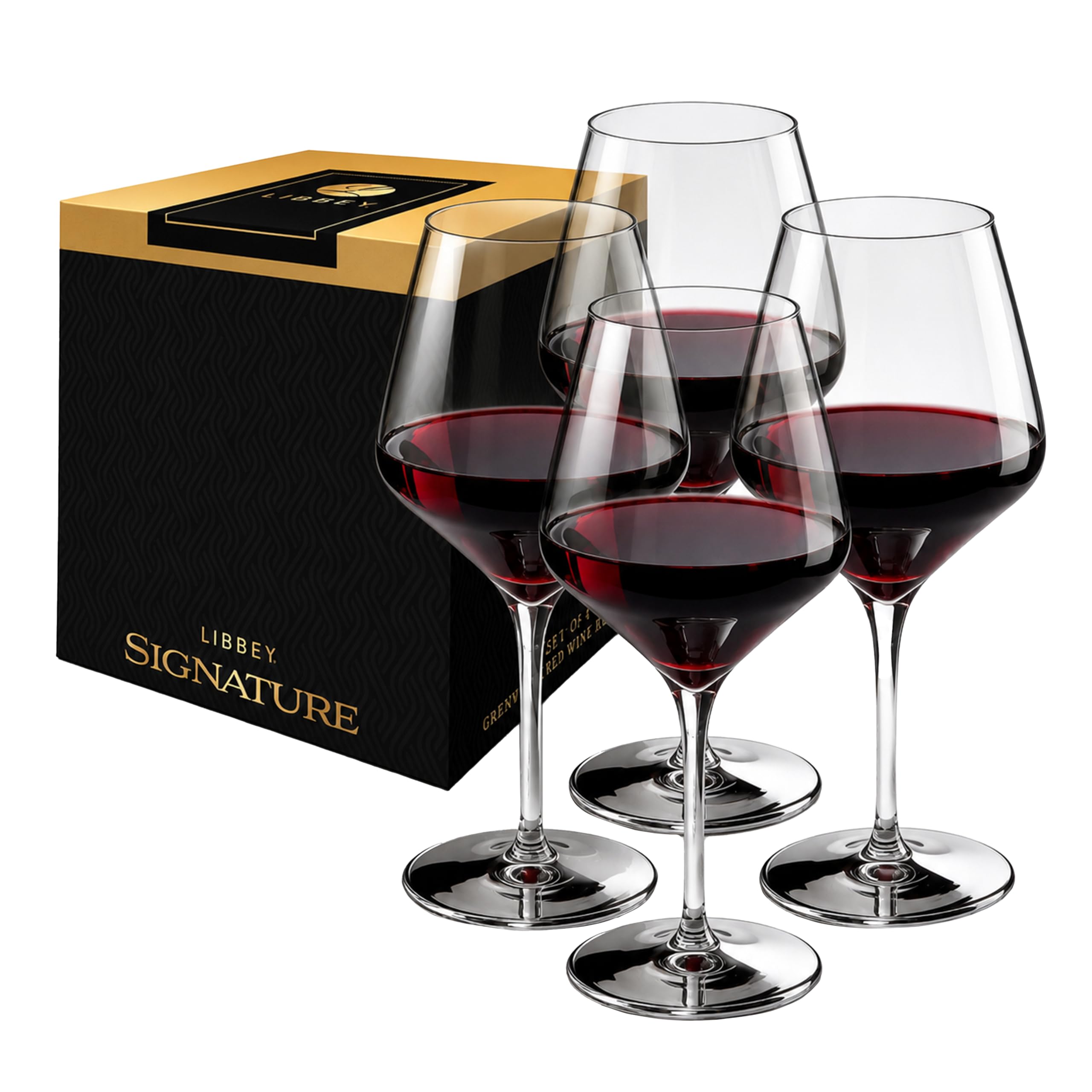 Libbey Signature Greenwich - Juego de 4 copas de vino multiusos de 16 onzas con tallo tirado, copas para cócteles y más