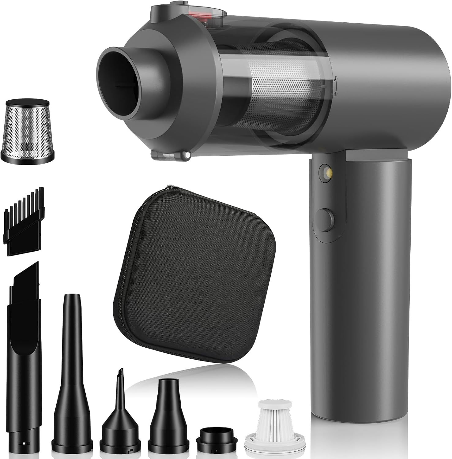 Portable Air Blower/Car Vacuum 16000PA High Power 90°Foldable 3in1 Handheld Vacuums Cleaner Brushless Motor Cordless Duster Grey