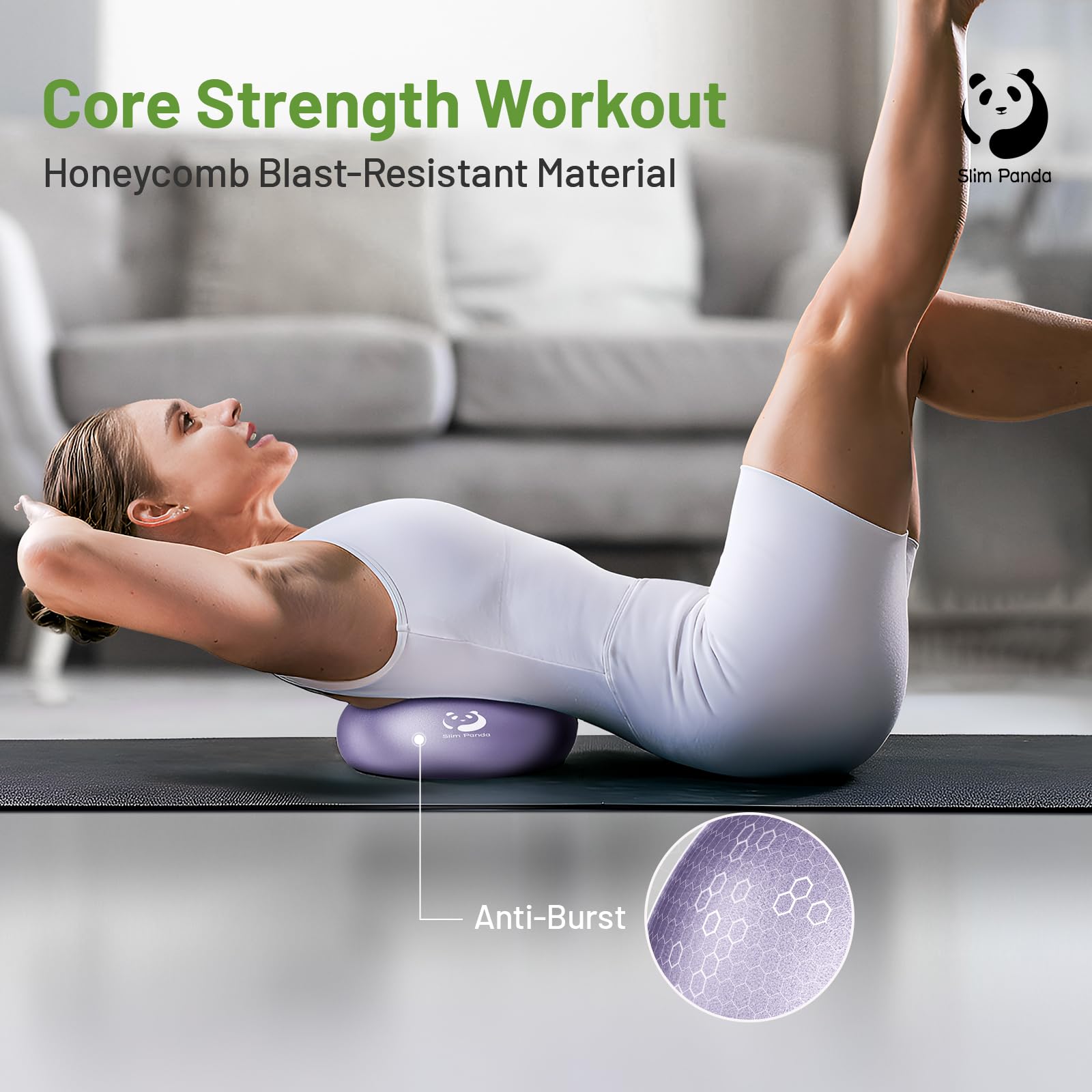 Slim Panda Palla Pilates Piccola,23-25cm Anti Scoppio Antiscivolo Palla Ginnastica con Cannuccia Gonfiabile,Soft PVC Palla daYoga per Fitness